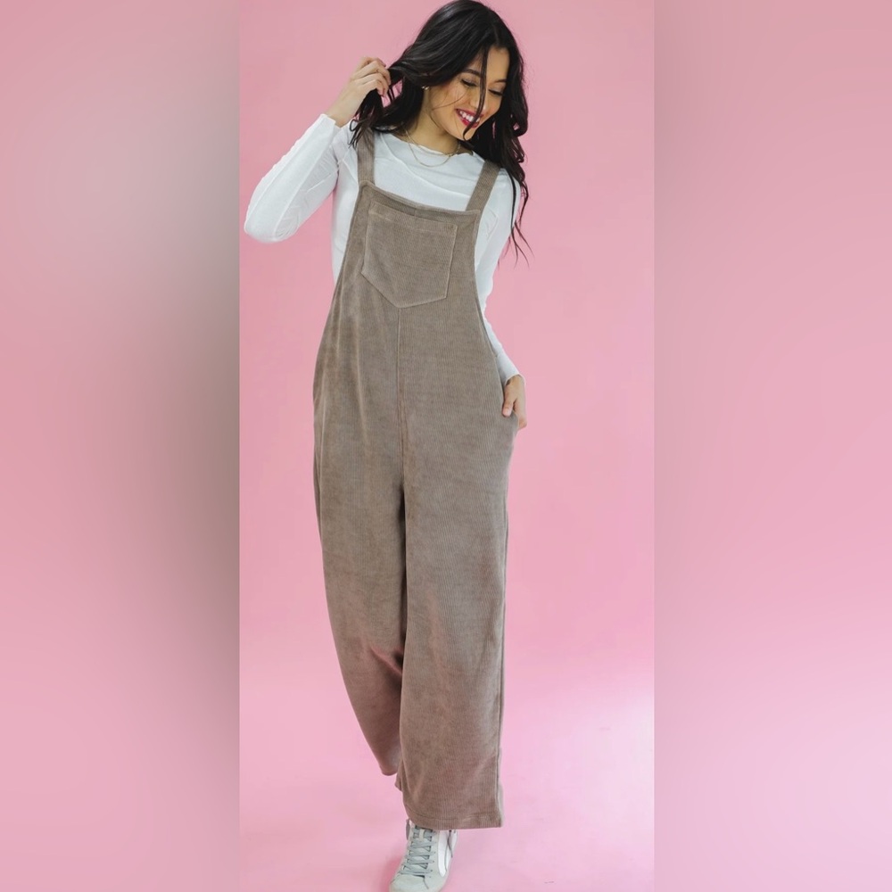 Very J Tan Corduroy Jumpsuit